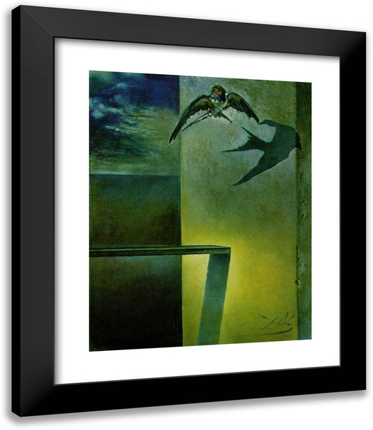 The Motionless Swallow. Study for 'still Life - Fast Moving' 20x23 Black Modern Wood Framed Art Print Poster by Dali, Salvador
