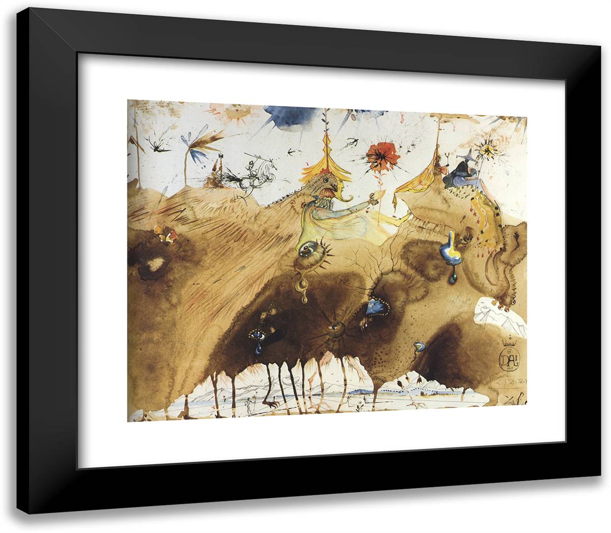 The Mountains of Cape Creus on the March 23x20 Black Modern Wood Framed Art Print Poster by Dali, Salvador