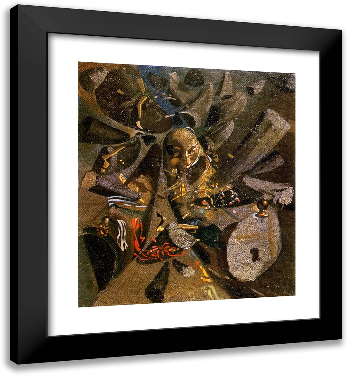 The Paranoiac-Critical Study of Vermeer's Lacemaker 20x22 Black Modern Wood Framed Art Print Poster by Dali, Salvador