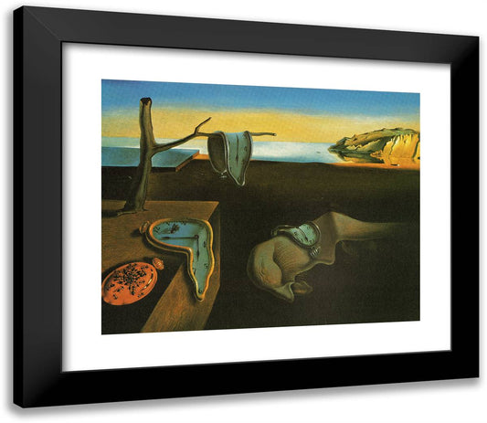The Persistence of Memory 23x20 Black Modern Wood Framed Art Print Poster by Dali, Salvador