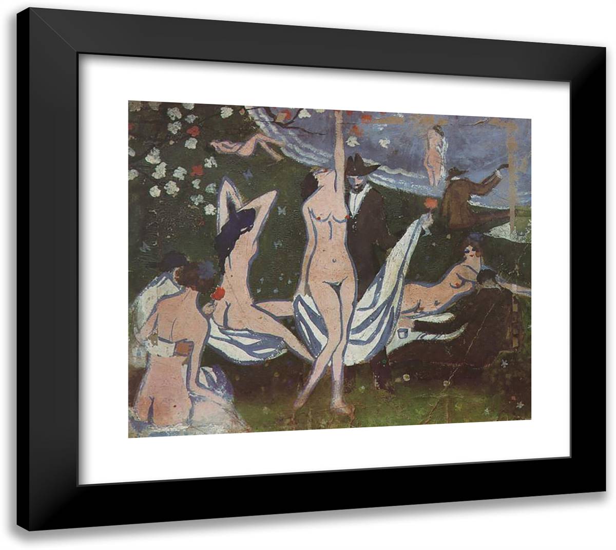 The Picnic 22x20 Black Modern Wood Framed Art Print Poster by Dali, Salvador