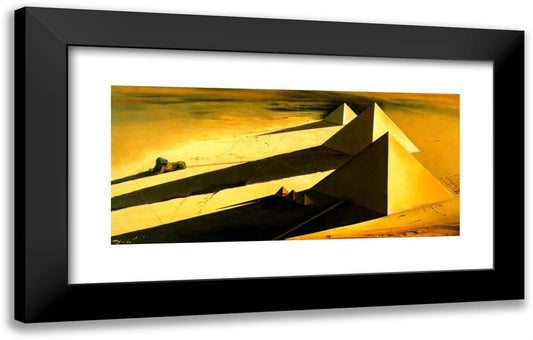 The Pyramids and the Sphynx of Gizeh 24x15 Black Modern Wood Framed Art Print Poster by Dali, Salvador