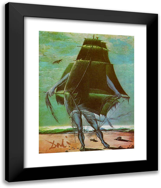 The Ship 20x24 Black Modern Wood Framed Art Print Poster by Dali, Salvador