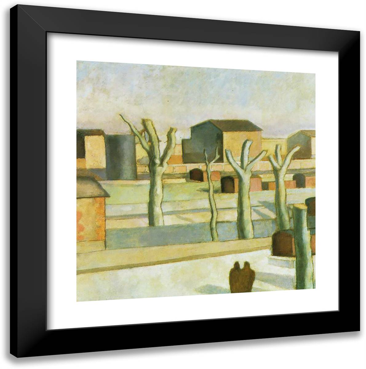 The Station at Figueras 20x20 Black Modern Wood Framed Art Print Poster by Dali, Salvador