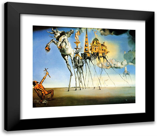 The Temptation of St. Anthony 23x20 Black Modern Wood Framed Art Print Poster by Dali, Salvador