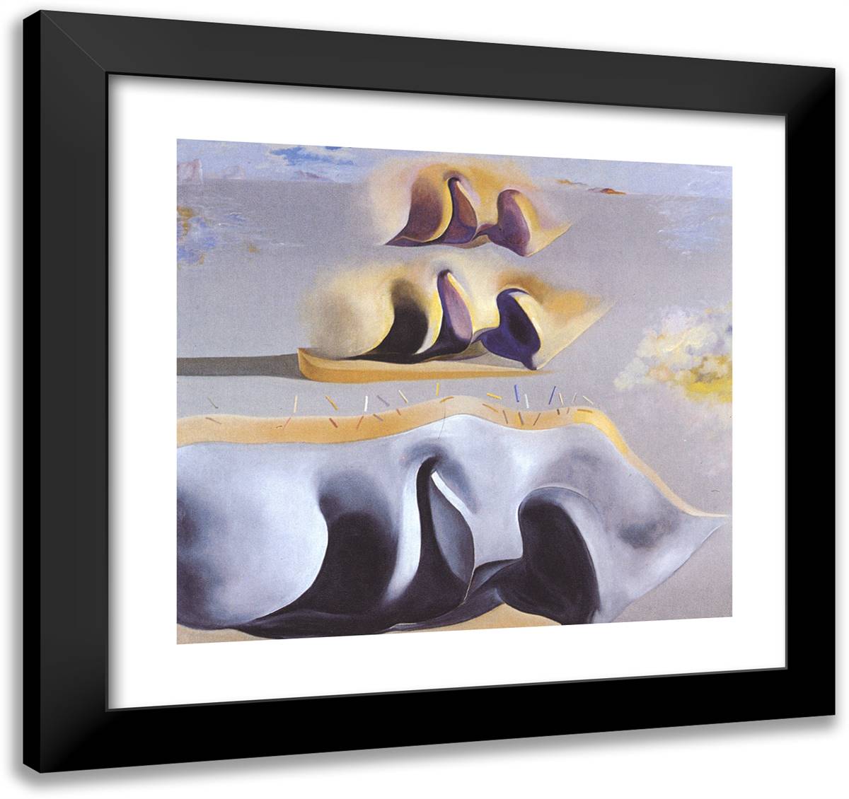 The Three Glorious Enigmas of Gala(Second Version) 21x20 Black Modern Wood Framed Art Print Poster by Dali, Salvador