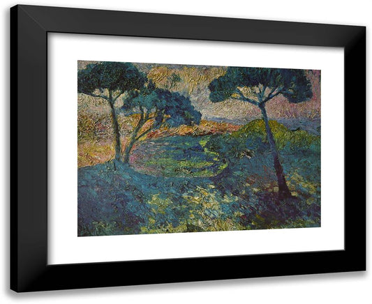 The Three Pines 24x20 Black Modern Wood Framed Art Print Poster by Dali, Salvador
