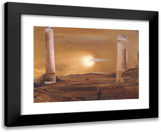 The Towers 24x20 Black Modern Wood Framed Art Print Poster by Dali, Salvador