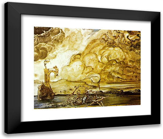 The Triumph of Tourbillon 24x20 Black Modern Wood Framed Art Print Poster by Dali, Salvador