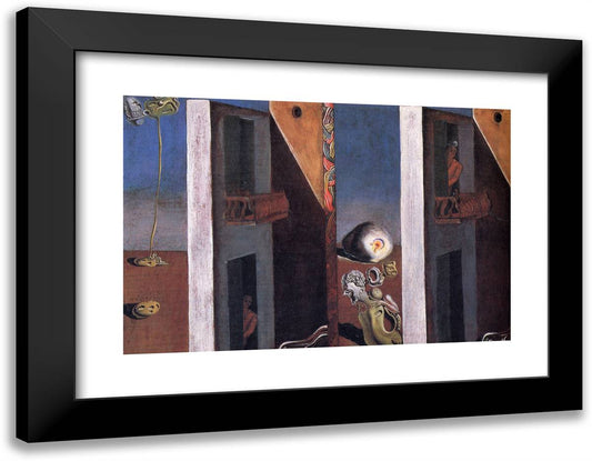 The Two Balconies 24x19 Black Modern Wood Framed Art Print Poster by Dali, Salvador