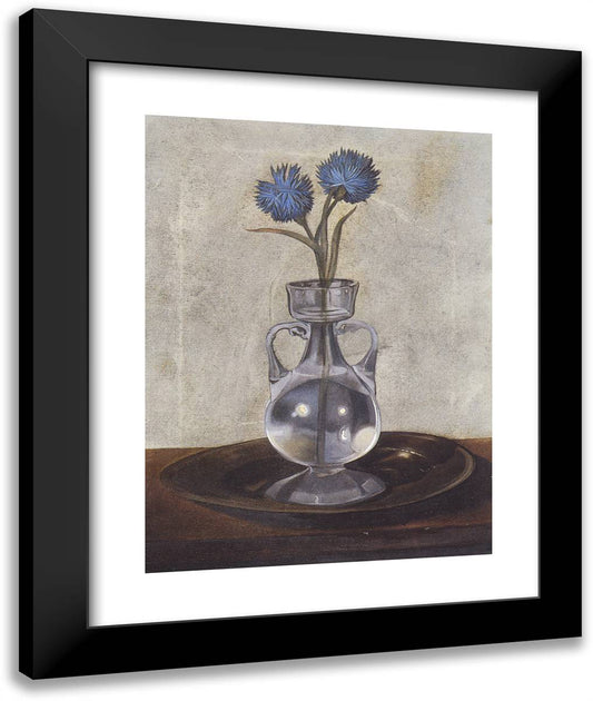 The Vase of Cornflowers 20x24 Black Modern Wood Framed Art Print Poster by Dali, Salvador