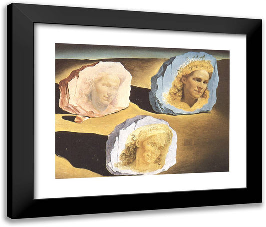 Three Apparitions of the VIsage of Gala 24x20 Black Modern Wood Framed Art Print Poster by Dali, Salvador