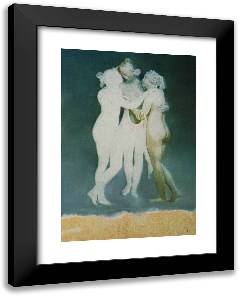 Three Graces of Canova (Unfinished) 19x24 Black Modern Wood Framed Art Print Poster by Dali, Salvador