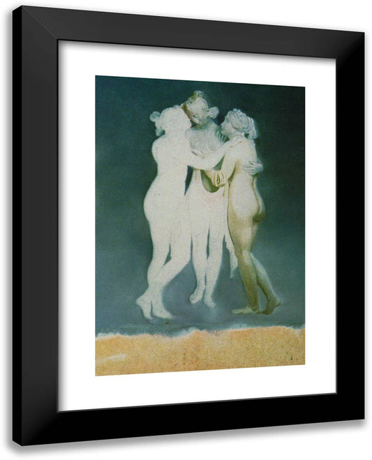 Three Graces of Canova (Unfinished) 19x24 Black Modern Wood Framed Art Print Poster by Dali, Salvador