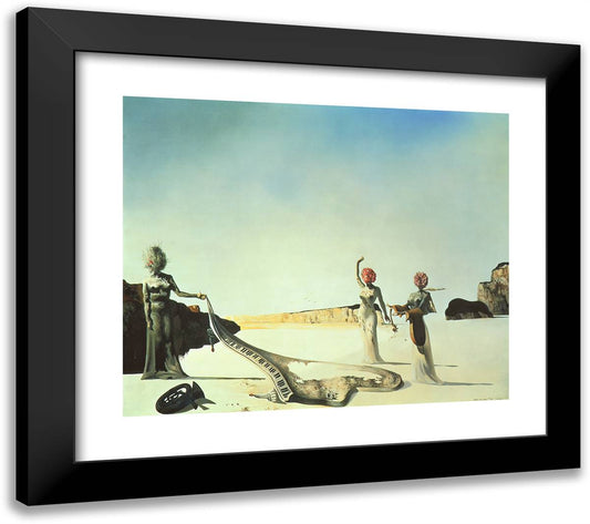Three Women with Heads of Flowers Finding the Skin of A 22x20 Black Modern Wood Framed Art Print Poster by Dali, Salvador