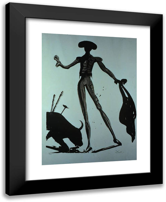 Toreo Noir 19x24 Black Modern Wood Framed Art Print Poster by Dali, Salvador