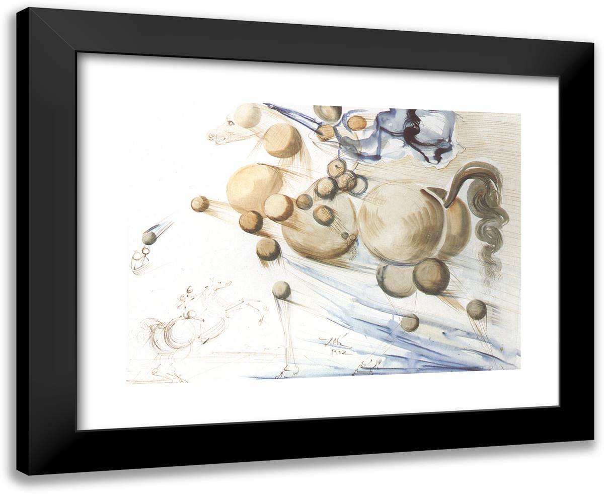 Transparent Horse 24x20 Black Modern Wood Framed Art Print Poster by Dali, Salvador