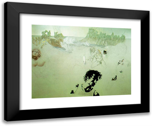 Tuna Fishing (Advanced State) 24x20 Black Modern Wood Framed Art Print Poster by Dali, Salvador