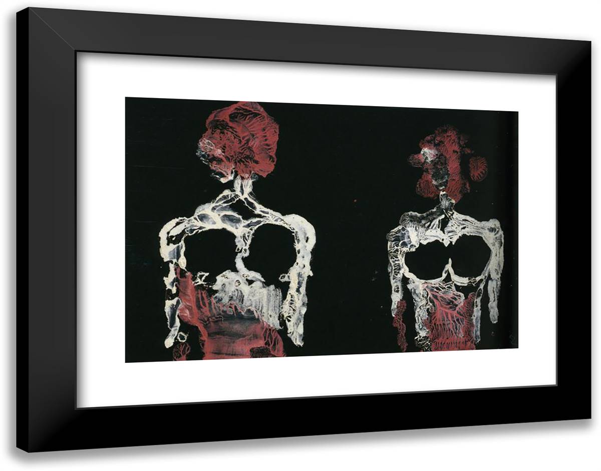 Two Figures 24x19 Black Modern Wood Framed Art Print Poster by Dali, Salvador
