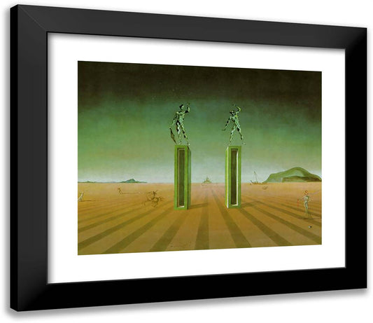 Two Harlequins 23x20 Black Modern Wood Framed Art Print Poster by Dali, Salvador