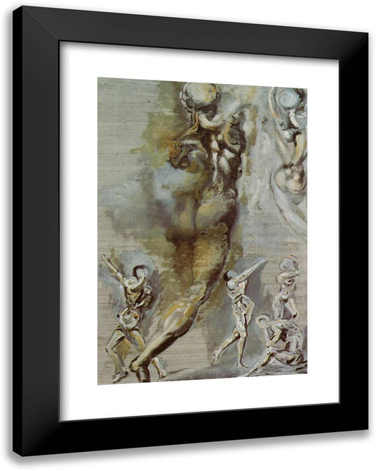 Untitled - Nude Figures After Michelangelo 19x24 Black Modern Wood Framed Art Print Poster by Dali, Salvador