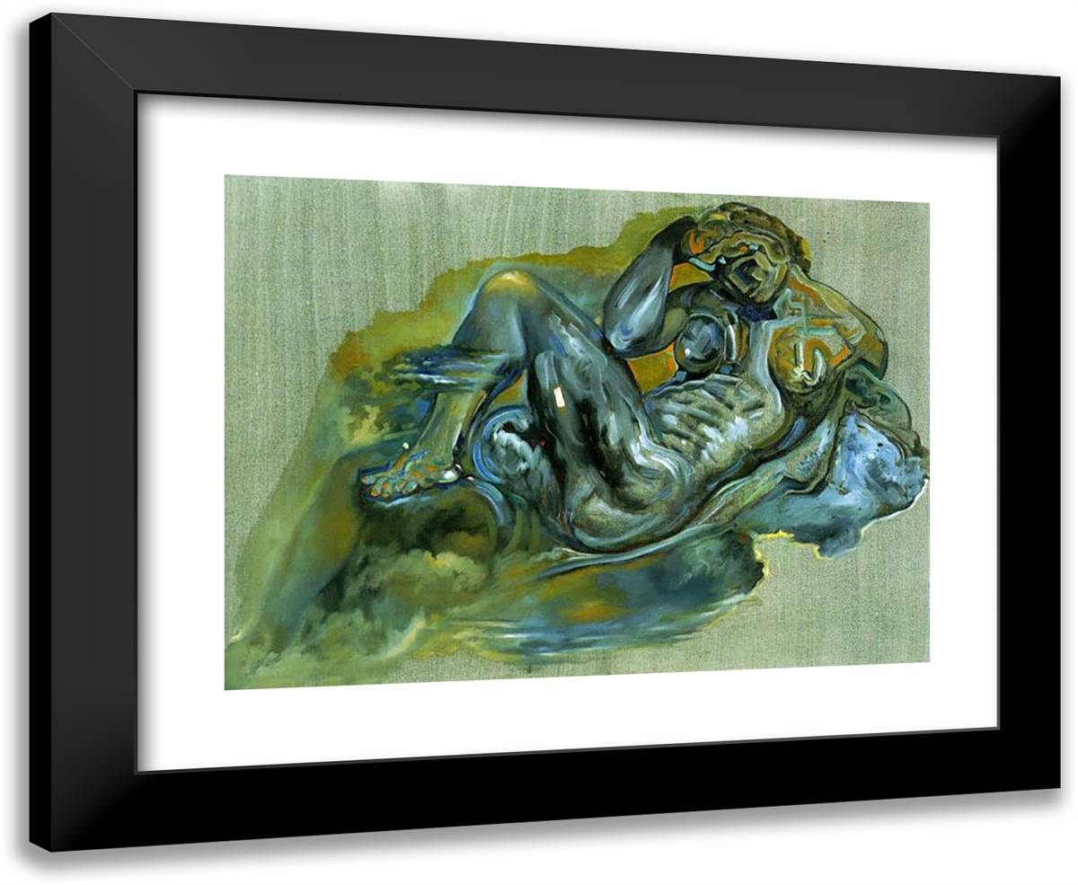 Untitled (After 'the Night' by Michelangelo) 24x20 Black Modern Wood Framed Art Print Poster by Dali, Salvador