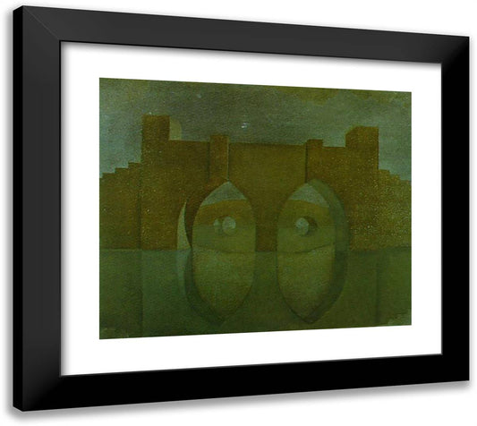 Untitled (Bridge with Reflections; Sketch for a Dual Image Picture, Unfinished) 22x20 Black Modern Wood Framed Art Print Poster by Dali, Salvador
