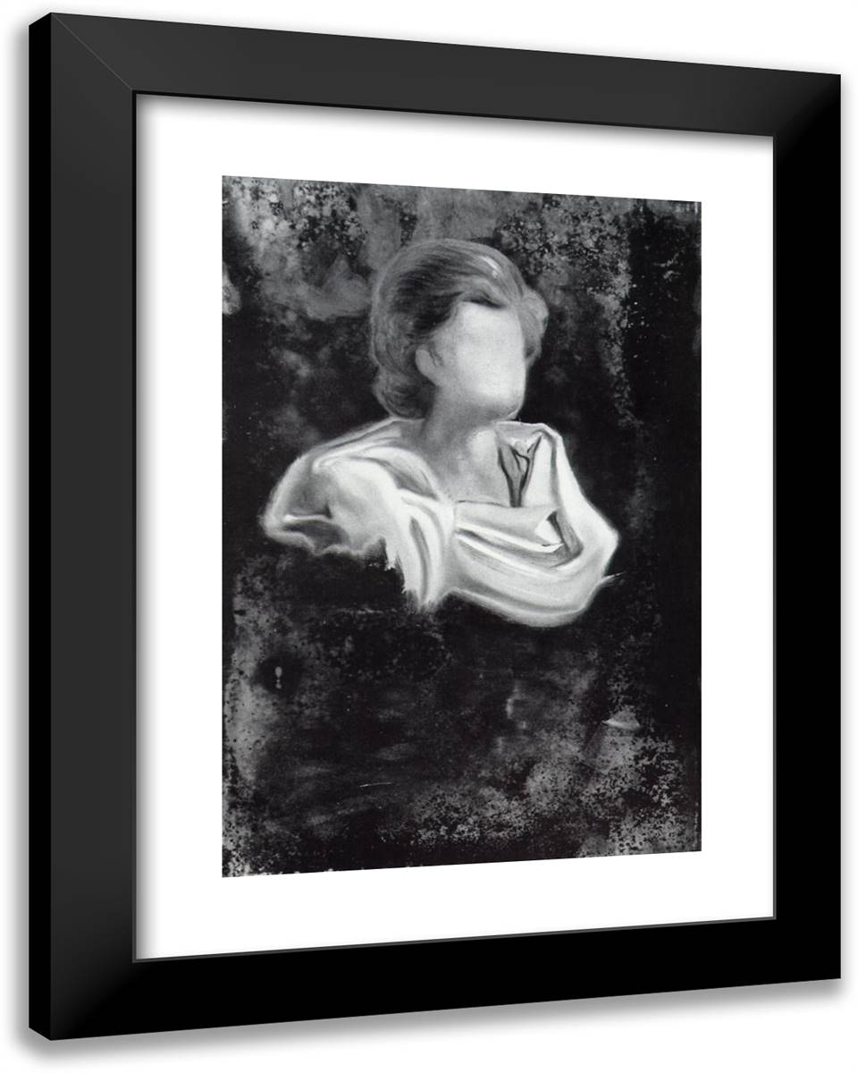 Untitled (Female Bust with Draped Cloth) 19x24 Black Modern Wood Framed Art Print Poster by Dali, Salvador