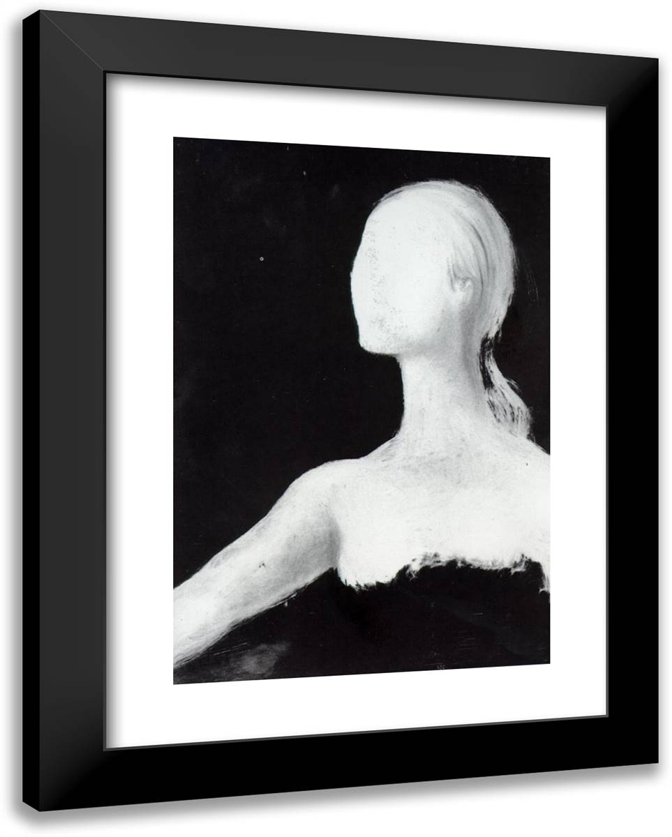 Untitled (Head of a Woman; Unfinished) 19x24 Black Modern Wood Framed Art Print Poster by Dali, Salvador