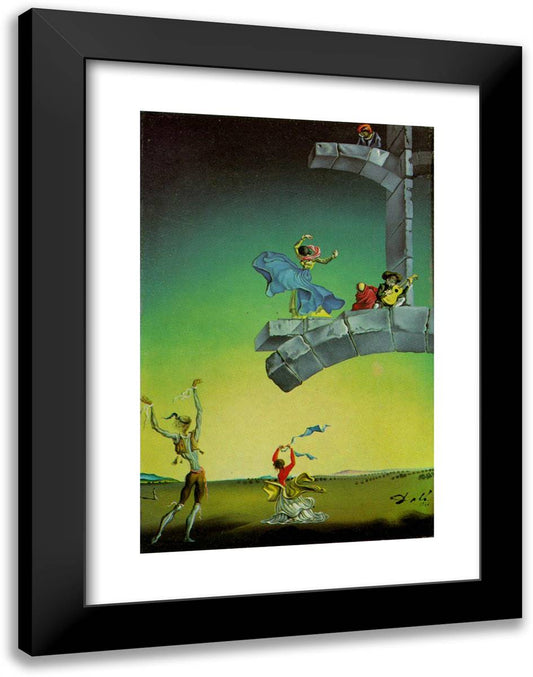 Untitled (Spanish Dances in a Landscape) 18x24 Black Modern Wood Framed Art Print Poster by Dali, Salvador