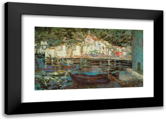 View of Cadaques from Playa Poal 24x17 Black Modern Wood Framed Art Print Poster by Dali, Salvador