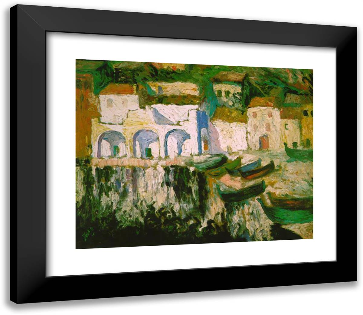 View of Portdogue (Port Aluger) 23x20 Black Modern Wood Framed Art Print Poster by Dali, Salvador