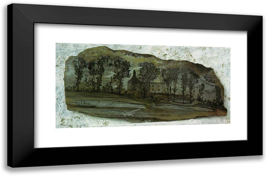 View of Pubol 24x16 Black Modern Wood Framed Art Print Poster by Dali, Salvador