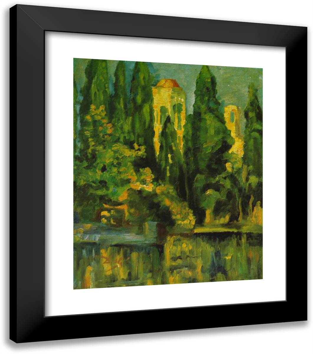 Vilabertrin Church Tower 20x23 Black Modern Wood Framed Art Print Poster by Dali, Salvador