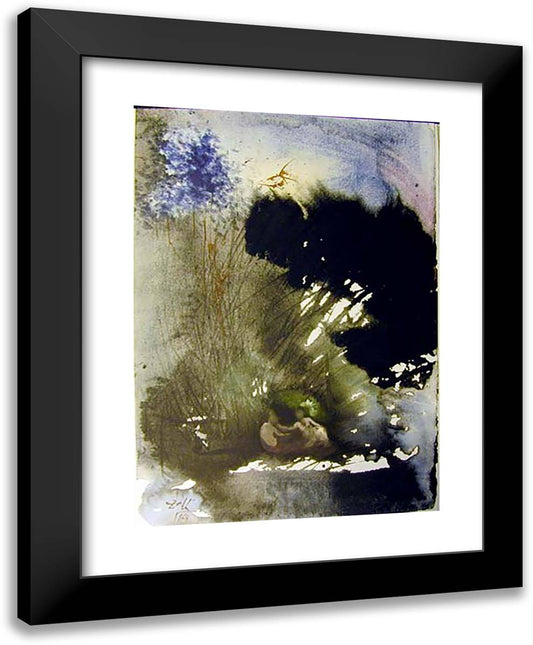 Vir Et Mulier in Paradiso Voluptatis 19x24 Black Modern Wood Framed Art Print Poster by Dali, Salvador