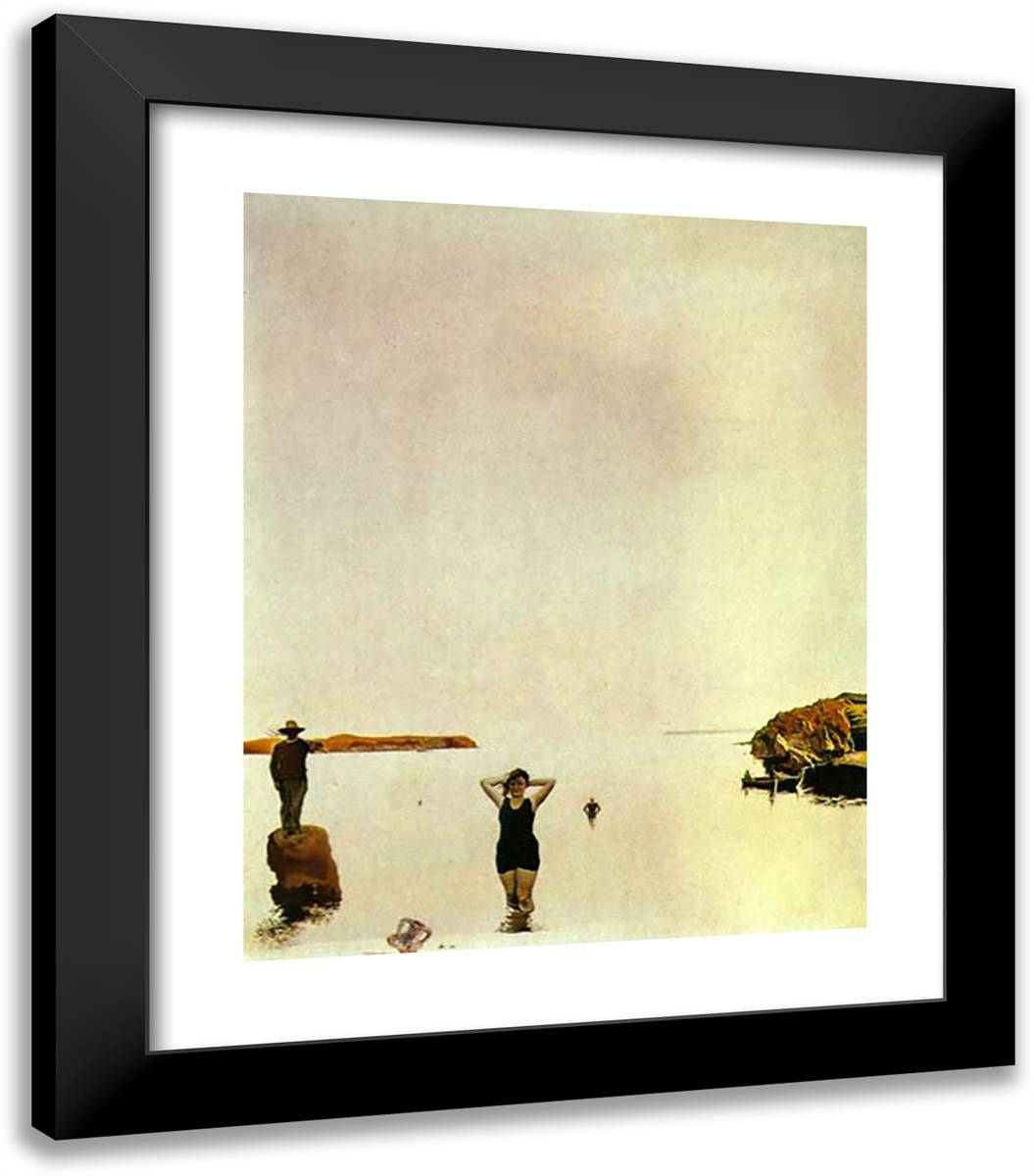 White Calm 20x23 Black Modern Wood Framed Art Print Poster by Dali, Salvador