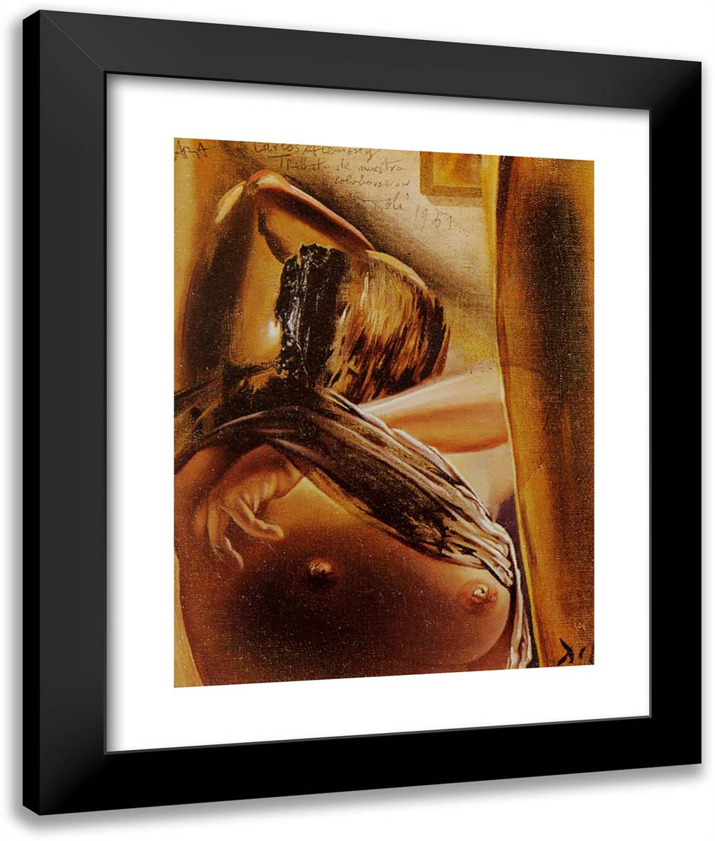 Woman Undressing 20x24 Black Modern Wood Framed Art Print Poster by Dali, Salvador