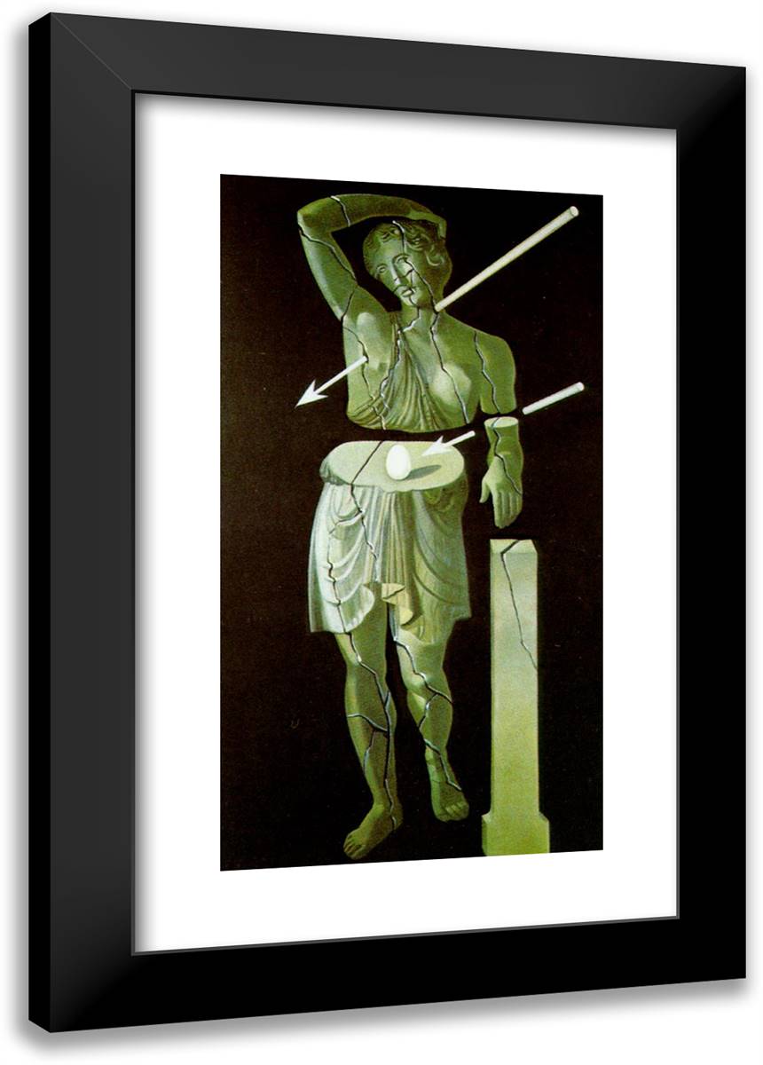 Woman with Egg and Arrows 16x24 Black Modern Wood Framed Art Print Poster by Dali, Salvador