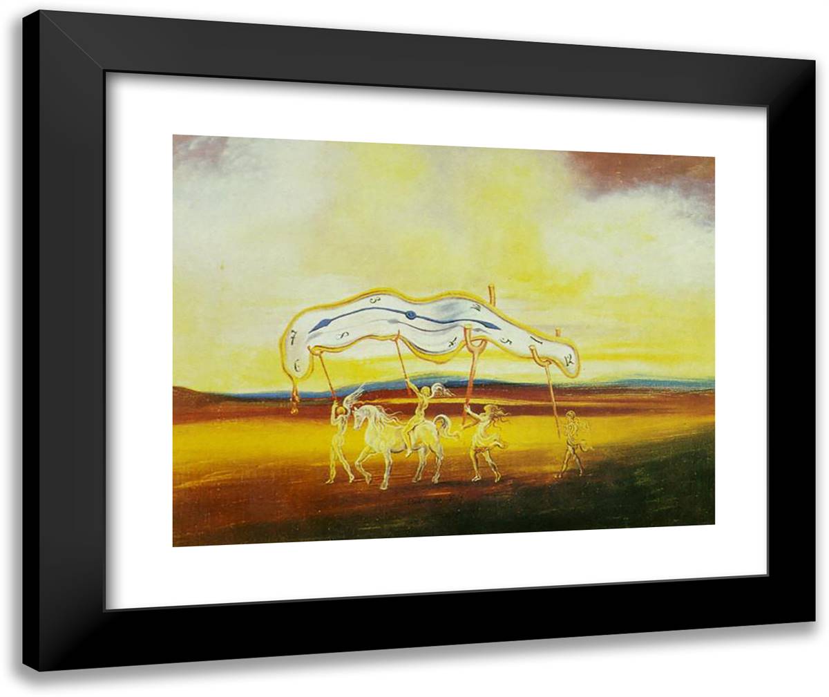 Wounded Soft Watch 24x20 Black Modern Wood Framed Art Print Poster by Dali, Salvador
