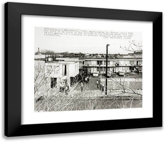 View of Motel Where Dr. Martin Luther King Was Assassinated 23x20 Black Modern Wood Framed Art Print Poster by United Press International