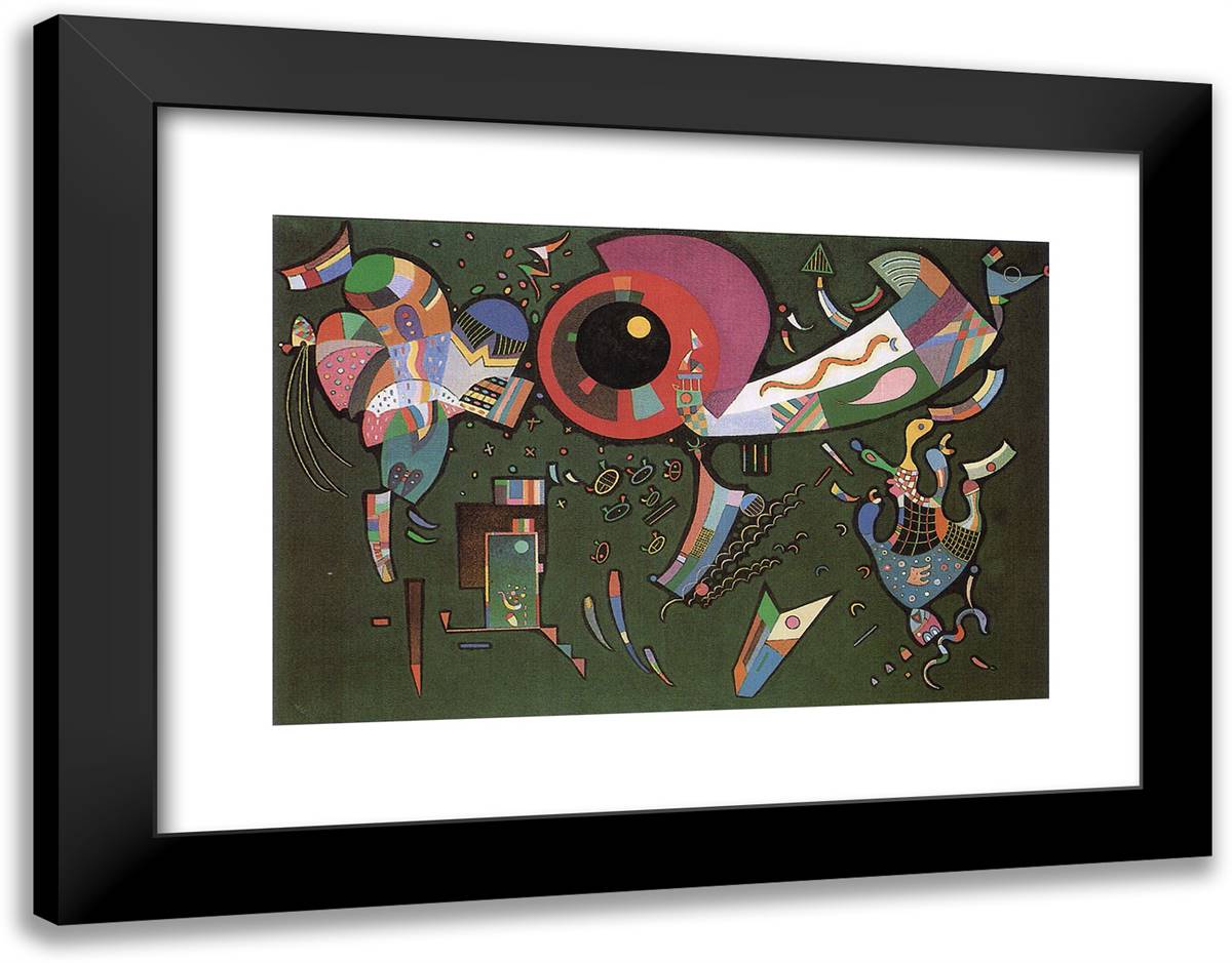 Around the Circle 24x19 Black Modern Wood Framed Art Print Poster by Kandinsky, Wassily