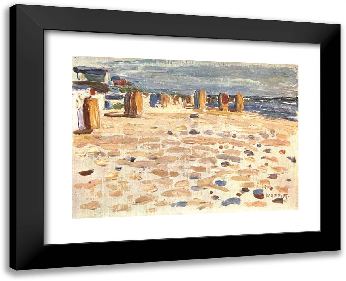 Beach Baskets in Holland 24x20 Black Modern Wood Framed Art Print Poster by Kandinsky, Wassily