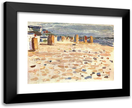 Beach Baskets in Holland 24x20 Black Modern Wood Framed Art Print Poster by Kandinsky, Wassily