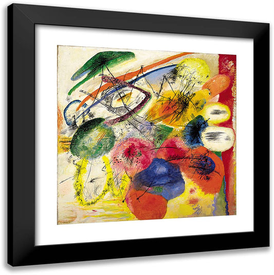 Black Strokes I 20x20 Black Modern Wood Framed Art Print Poster by Kandinsky, Wassily