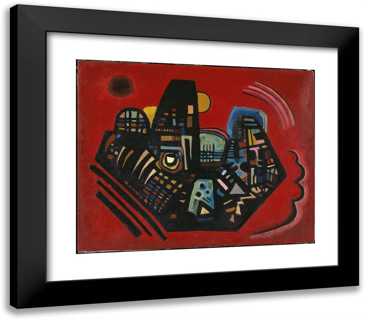 Black-Red 23x20 Black Modern Wood Framed Art Print Poster by Kandinsky, Wassily