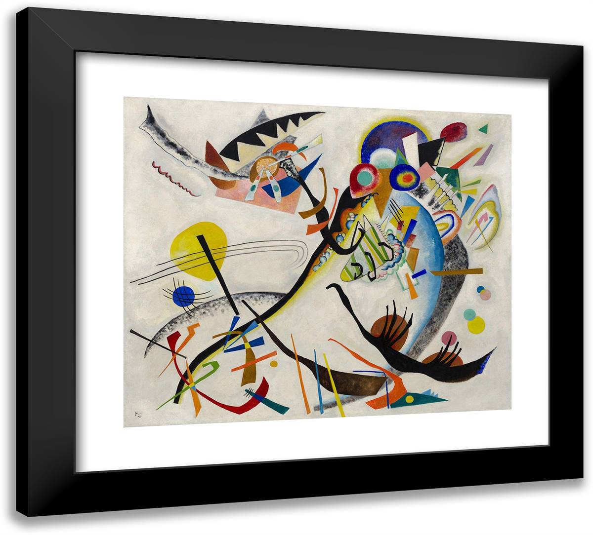 Blue Segment 22x20 Black Modern Wood Framed Art Print Poster by Kandinsky, Wassily