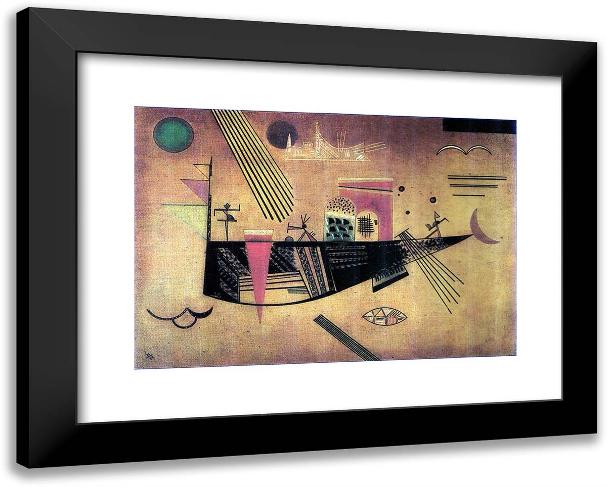 Capricious 24x19 Black Modern Wood Framed Art Print Poster by Kandinsky, Wassily