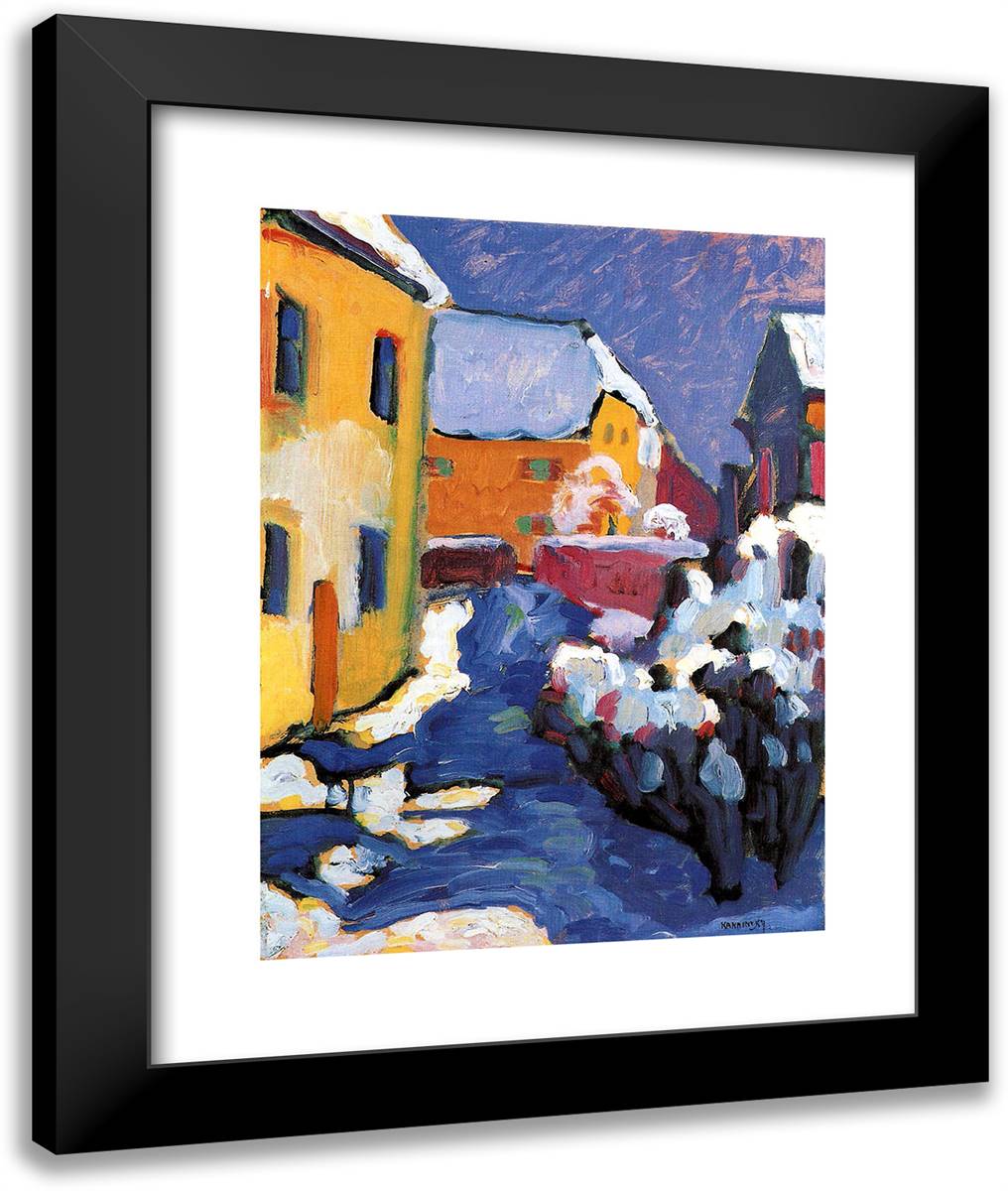 Cemetery and VIcarage in Kochel 20x24 Black Modern Wood Framed Art Print Poster by Kandinsky, Wassily