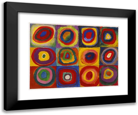 Color Study Squares with Concentric Circles 24x20 Black Modern Wood Framed Art Print Poster by Kandinsky, Wassily