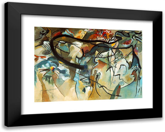 Composition V 24x19 Black Modern Wood Framed Art Print Poster by Kandinsky, Wassily